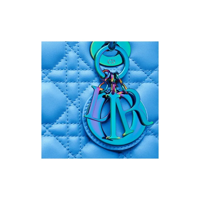 DIOR Sheepskin Lady Dior Bag, Handbag, Shoulder Bag, Crossbody Bag Small Size Women's Blue-4
