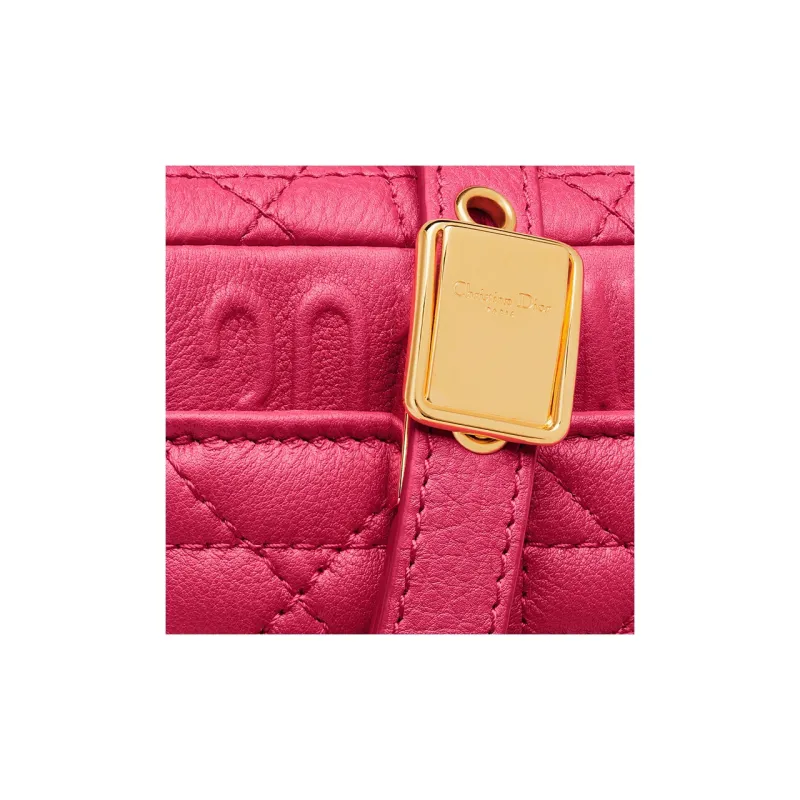 DIOR Caro Calfskin Shoulder Bag Crossbody Bag Small Size Women's Pink-5