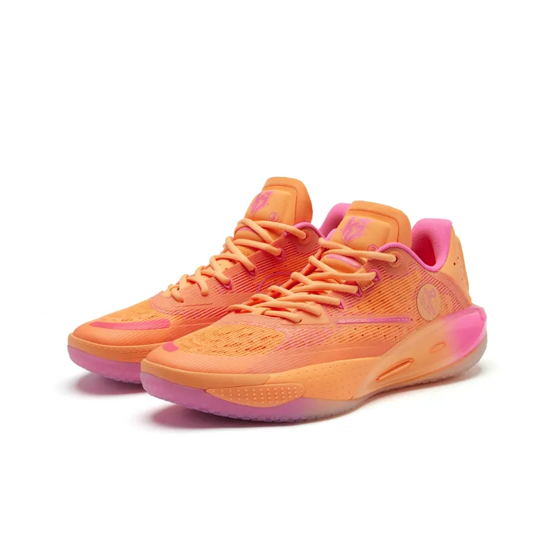QIAODAN Sharp RISE Solar Storms Cushioning Anti Slip And Wear Resistant Low Top Basketball Shoes Men's Orange Pink-4