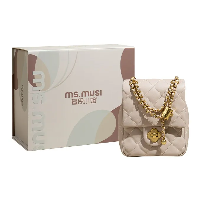MISS MUSI Cow Leather Chain Bag Crossbody Bag Cell Phone Pouch Small Size Women's Milk Sand/Black/White/Green-4
