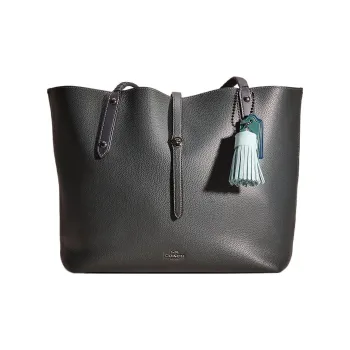 COACH Market Tote Polished Pebble Leather Tote Bag, Shopping Bag, One Shoulder Handbag Large Size Women's Marine Blue