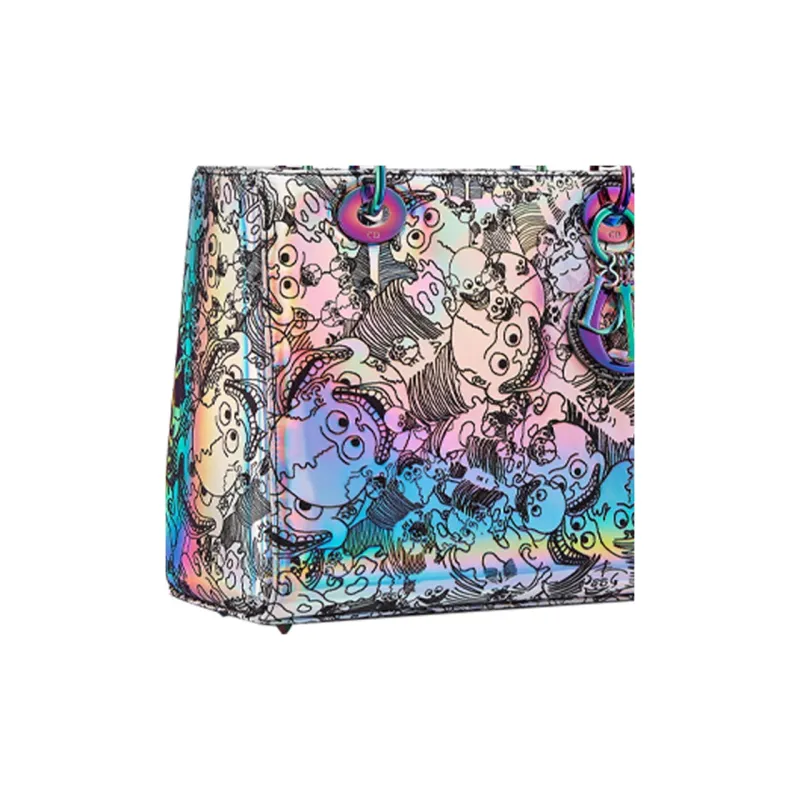 DIOR Zhang Huan Collaboration Lady Dior Cow Leather Shoulder Bag, Crossbody Bag, Handbag Medium Size Women's Silver-3