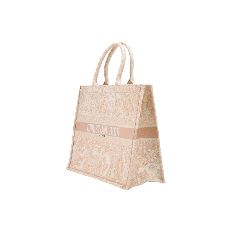 DIOR BookTote Fabric Handbag Large Size Women's Candy Color/Cherry Blossom Pink-2