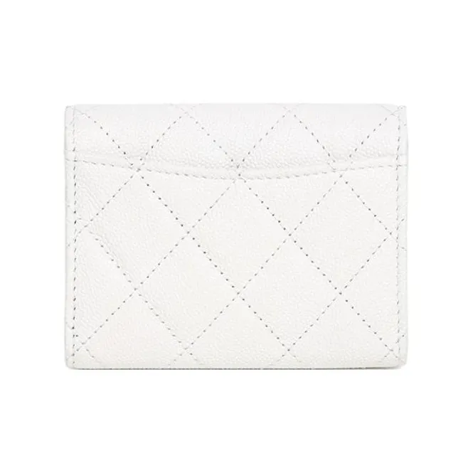 CHANEL Grain Caviar Calfskin Wallet Trumpets Women's White-1