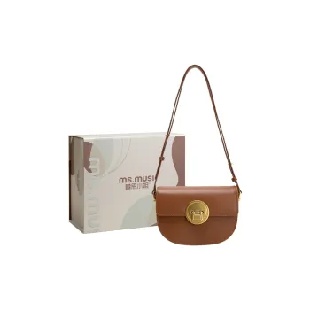 MISS MUSI Genuine Leather Saddle Bag Shoulder Bag Crossbody Bag Regular Women's Brown