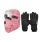 Pink Trapper Hat+Goggles+Black Thermal Gloves