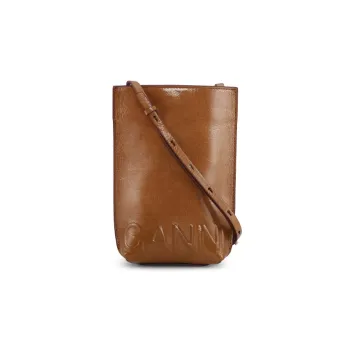 GANNI Recycled Polyester Shoulder Bag Crossbody Bag Handbag Small Size Women's Brown