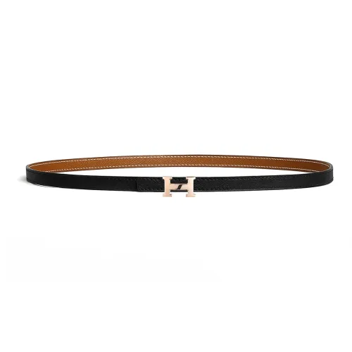 hermes foulard Swift And Epsom Calfskin Leather telas Women's Black Width 1.3cm