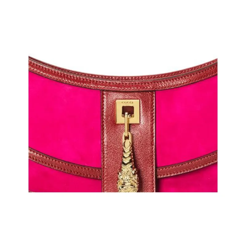 GUCCI Suede Bonded Leather Handbag Shoulder Bag Women's Pink-7