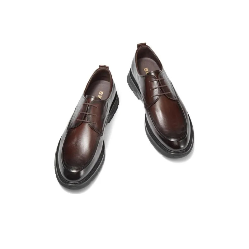 BELLE Dress Shoes Men Low Top Brown/Black-4