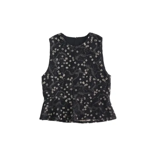 STILL WALKING Tank Tops Women's Black/White Small Flower