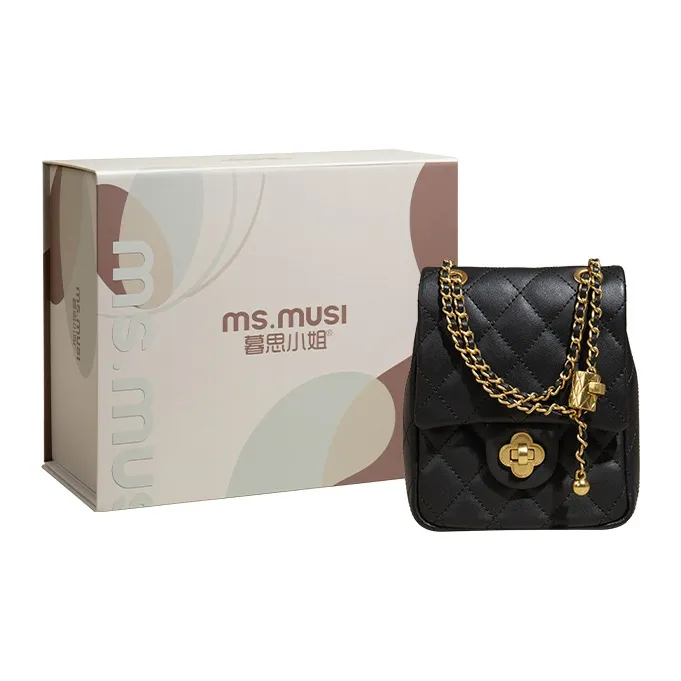 MISS MUSI Cow Leather Chain Bag Crossbody Bag Cell Phone Pouch Small Size Women's Milk Sand/Black/White/Green-5