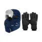 Navy Blue Trapper Hat+Goggles+Black Thermal Glove