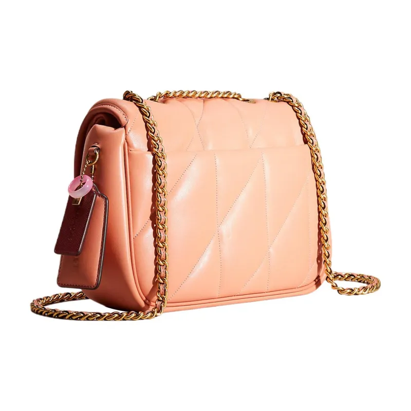 COACH Madison Nappa Leather Pillow Bag, Portable Crossbody Bag, Shoulder Bag Medium Size Women's Brass & Light Coral-1