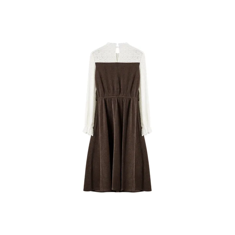 XIANGYING Long Sleeved Dresses Women's Coffee-1