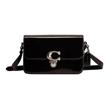 COACH Studio Patent Leather Envelope Bag, Crossbody Bag, Shoulder Bag Women's Silver/Black