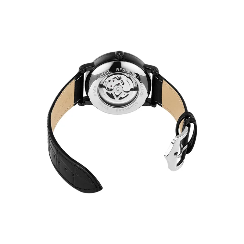 Katie Ermilio Wrist Watch Automatic Mechanical Movement Genuine Leather Strap White Dial Men's Watches-11