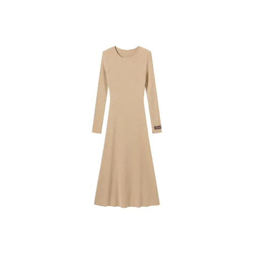 GREEN BELT Long-Sleeved Dresses Women's Light Camel