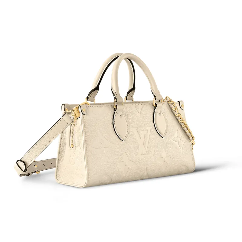 LOUIS VUITTON ONTHEGO Grained Calfskin Shoulder Bag Crossbody Bag Handbag Regular Women's Milk White-1