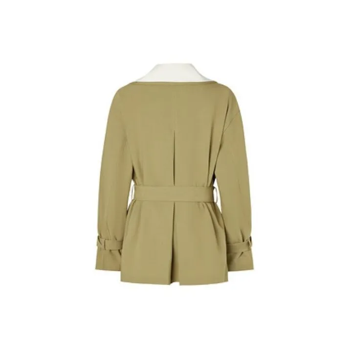 JZ. ANNAKRO Trench Coats Women's Yellow Green-1