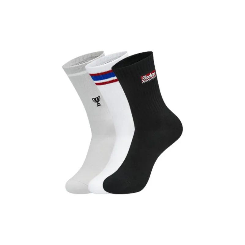 Skechers Hilarious Monster Series Mid Calf Socks Unisex 3 Pack Black+White+Gray-0