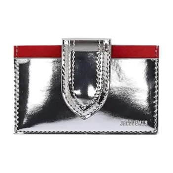 Jacquemus Le Bambino Leather Card Holder Wallet Women's Silver