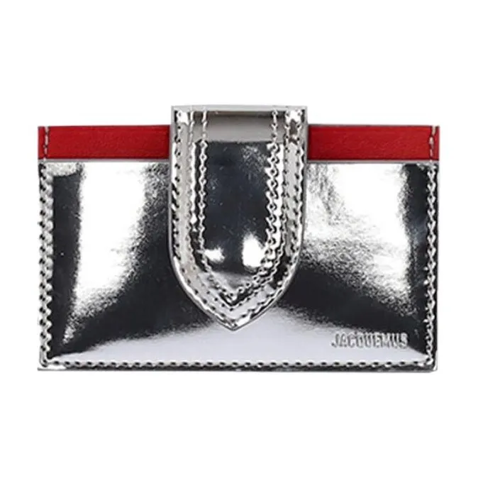 Jacquemus Le Bambino Leather Card Holder Wallet Women's Silver-0