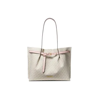 MICHAEL KORS Emilia Canvas Tote Bag, Shopping Bag, Shoulder Bag, Handbag Tubas Women's Beige & Pink