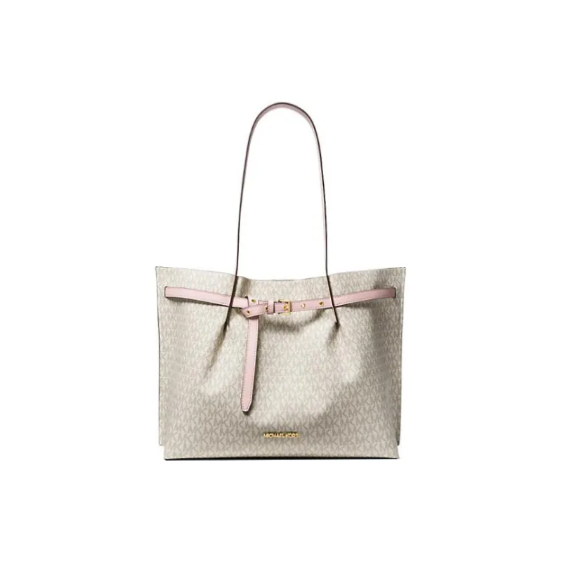 MICHAEL KORS Emilia Canvas Tote Bag, Shopping Bag, Shoulder Bag, Handbag Tubas Women's Beige & Pink-0