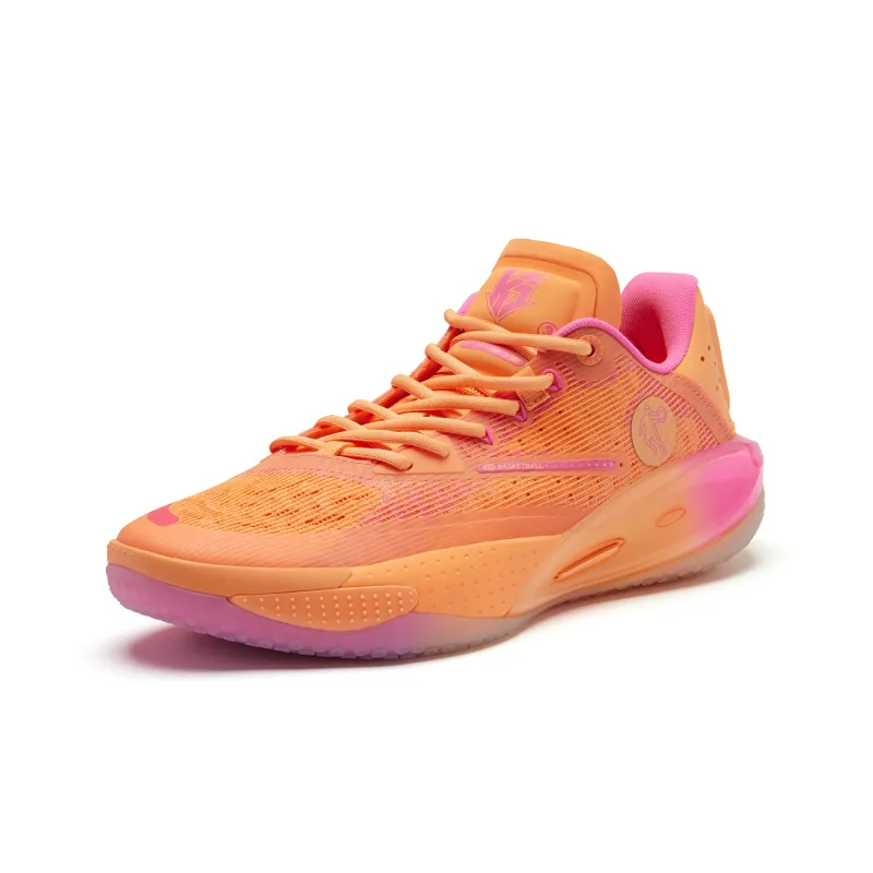 QIAODAN Sharp RISE Solar Storms Cushioning Anti Slip And Wear Resistant Low Top Basketball Shoes Men's Orange Pink-3