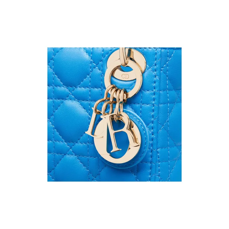 DIOR Lady Dior Sheepskin Dior Bag Shoulder Bag Crossbody Bag Handbag Micro Women's Blue-4