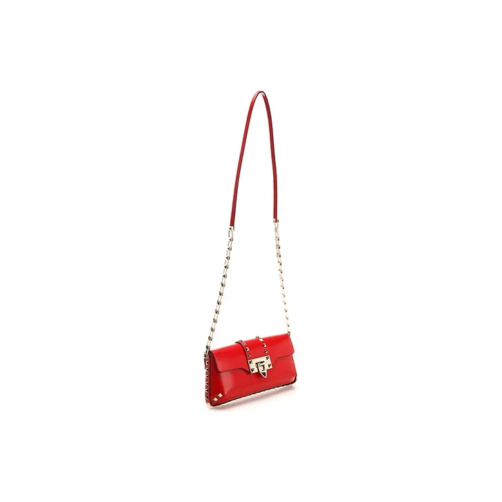 Valentino Brushed Calfskin Crossbody Bag Shoulder Bag Women's Red-2