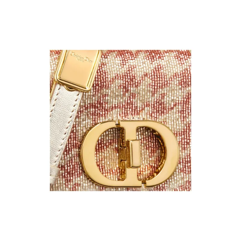 DIOR Caro Embroidered Metal With Leather Shoulder Bag Crossbody Bag Extra Mini Women's Pink-6