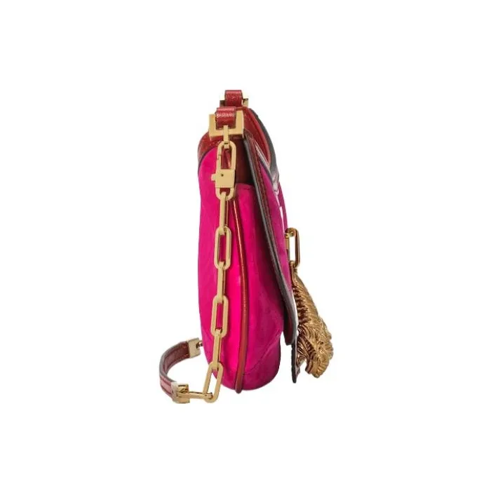 GUCCI Suede Bonded Leather Handbag Shoulder Bag Women's Pink-2