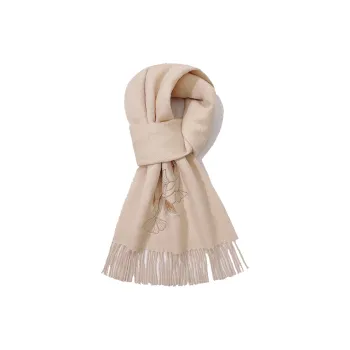 Shanghai Story 100% Sheep Wool Knit Scarves Women's Ginkgo Leaf