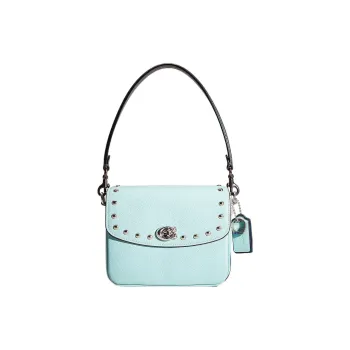 COACH Cassie Polished Pebbled Leather Small Square Bag Handbag Shoulder Bag Crossbody Bag Small Size Women's Light Blue