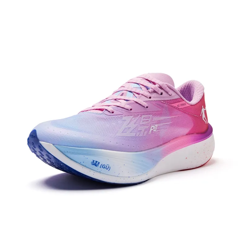 QIAODAN F\PB3.0 Cushioned Slip Resistant Abrasion Resistant Low Top Marathon Running Shoes Men's Blue Pink-1