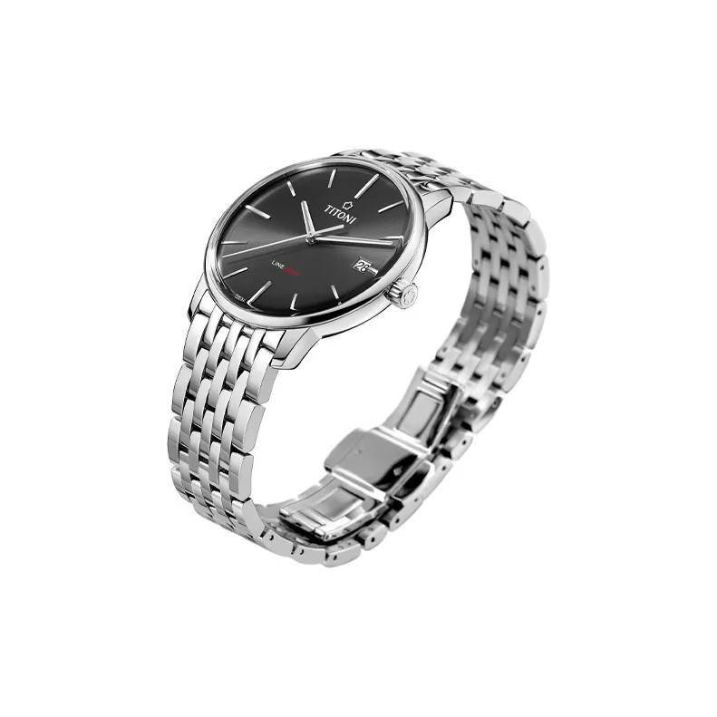 TITONI LINE1919 1919 Collection Mechanical Movement Men's Watches Watch 40mm Black Dial Steel Case Steel Strap-1