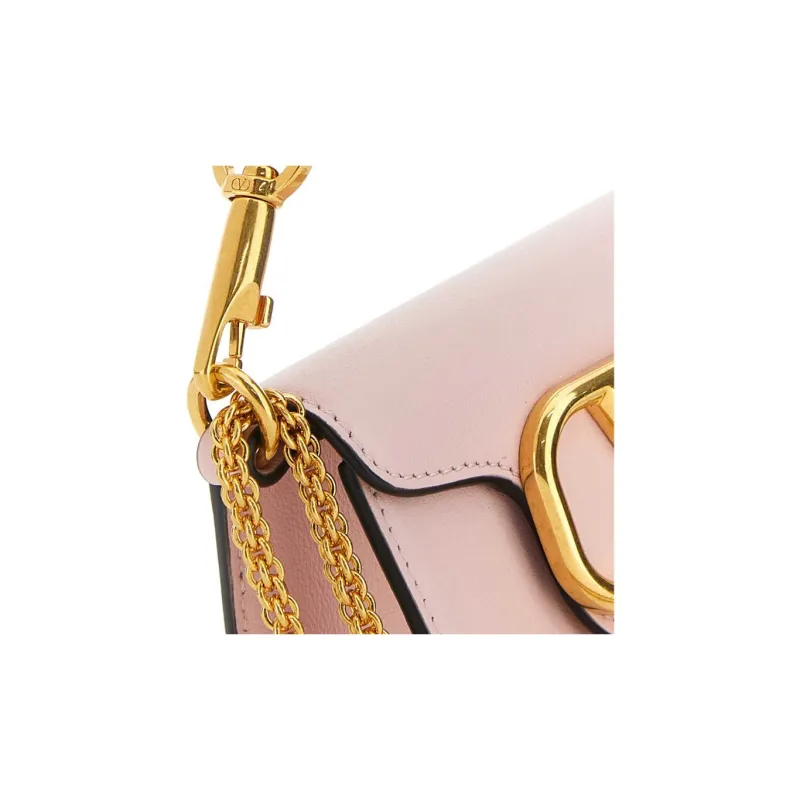 Valentino Locò Cow Leather Shoulder Bag Women's Pink-3