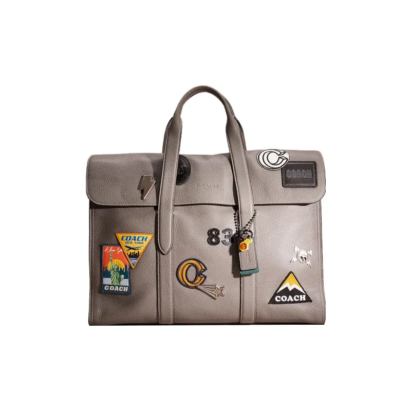 COACH Metropolitan Eggstone Grain Leather Briefcase Shoulder Bag Crossbody Bag Handbag Large Size Women's Gray-0
