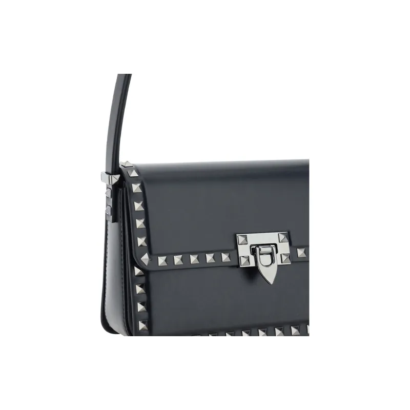 Valentino Cow Leather Shoulder Bag Women's Black-4