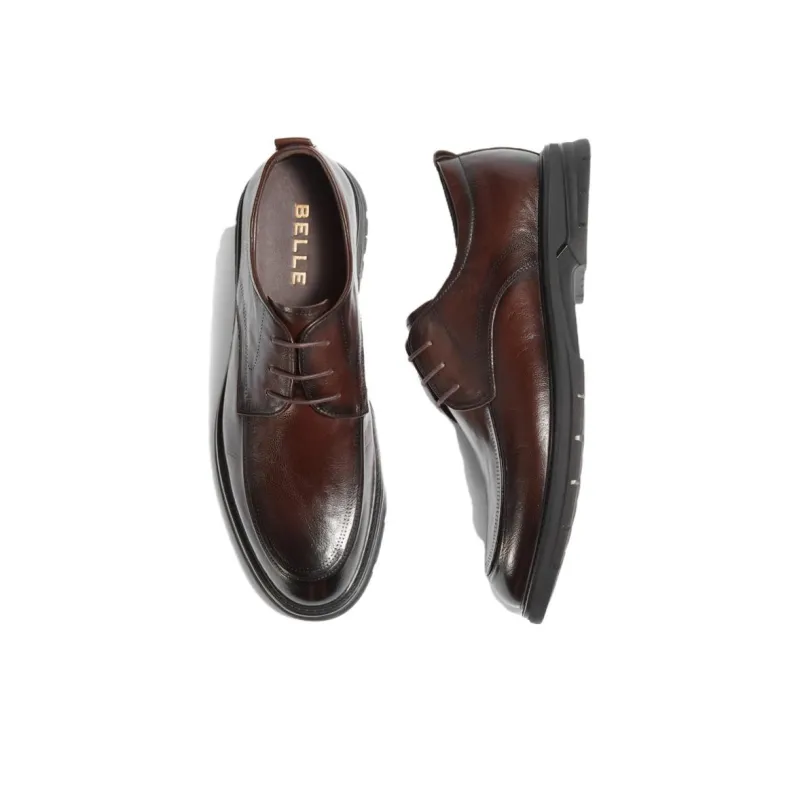 BELLE Dress Shoes Men Low Top Brown/Black-3