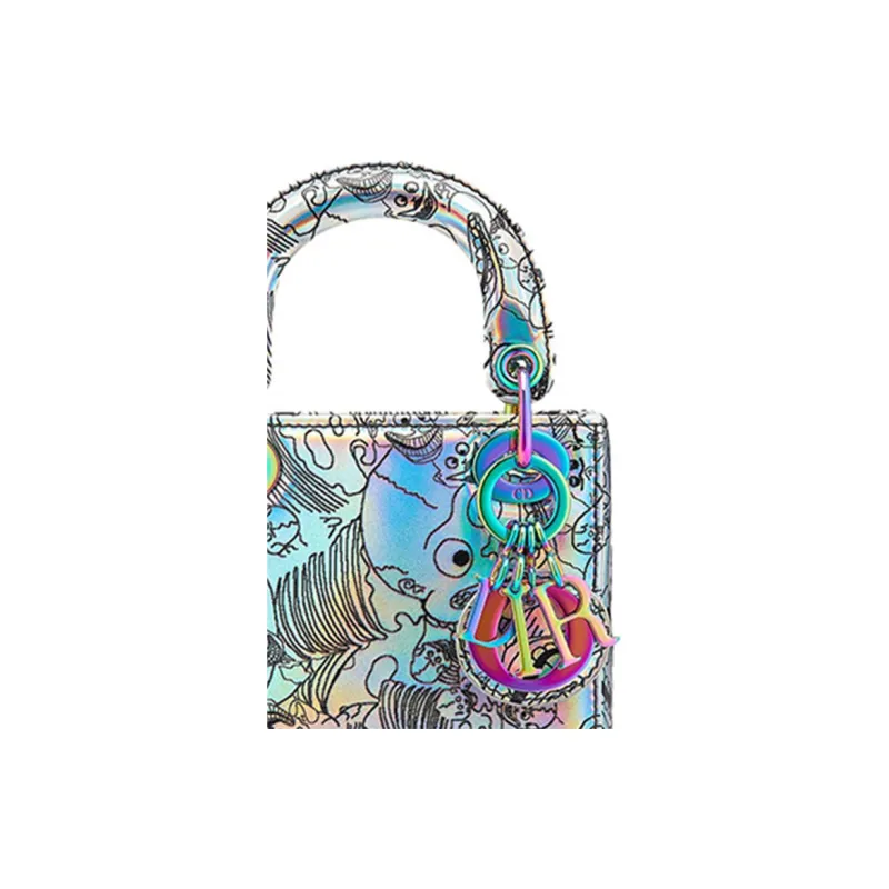 DIOR Lady Dior Cow Leather Dior Bag Shoulder Bag Crossbody Bag Handbag Mini Women's Silver-3