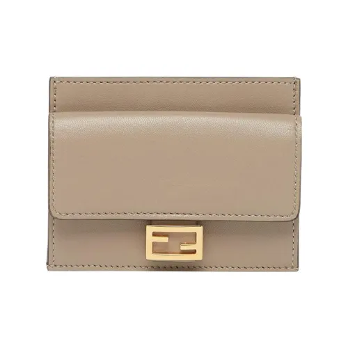 fendi silk Baguette Leather Wallet, Card Holder Women's Dove Gray