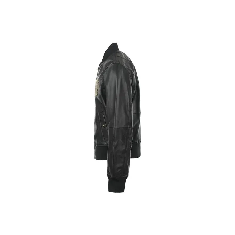 VERSACE JEANS COUTURE Logo embroidered Leather Jacket-2