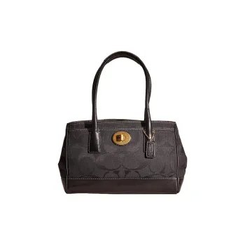 COACH Hamptons Fabric Tote Bag Shopping Bag Shoulder Bag Handbag Medium Size Women's Black