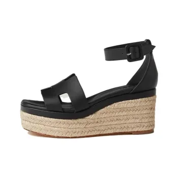 HERMES Strap Sandals 8.5cm Women's Black