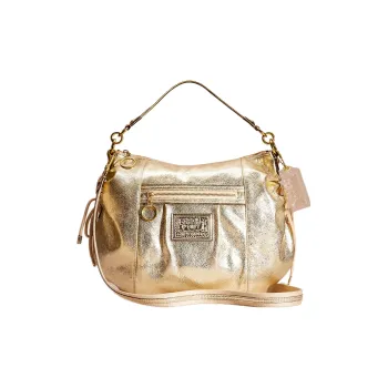 COACH POPPY Leather Hobo Bag Portable Crossbody Bag Shoulder Bag Women's Gold