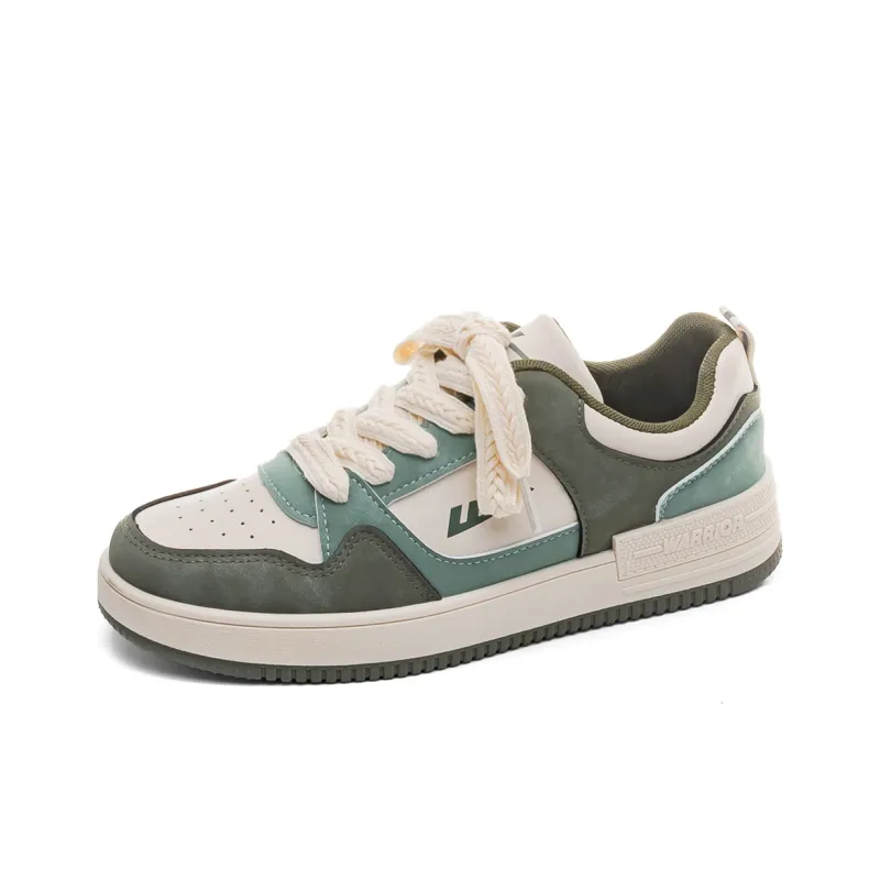 Warrior Slip Resistant Waterproof Abrasion Resistant Lightweight Breathable Low Top Skateboard Shoes Unisex Beige Green-1