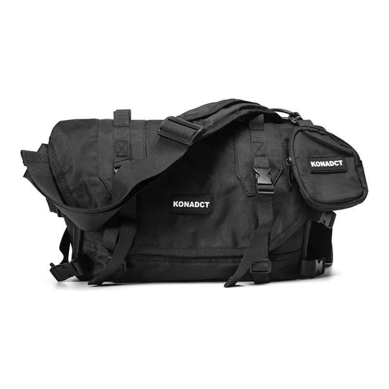 KONADCT Nylon Messenger Bag, Shoulder Bag, Crossbody Bag Regular Unisex Black-1